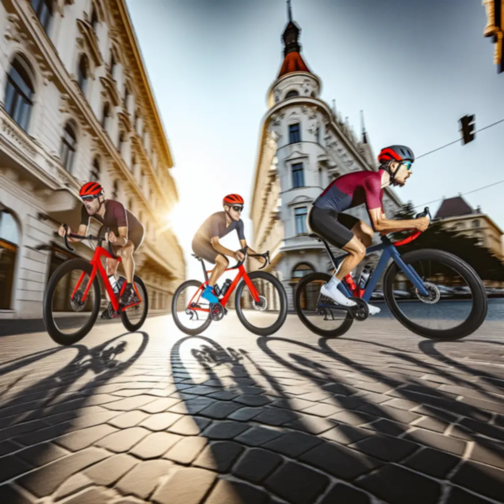 Kerékpárosok Budapesten, a Duna-parton